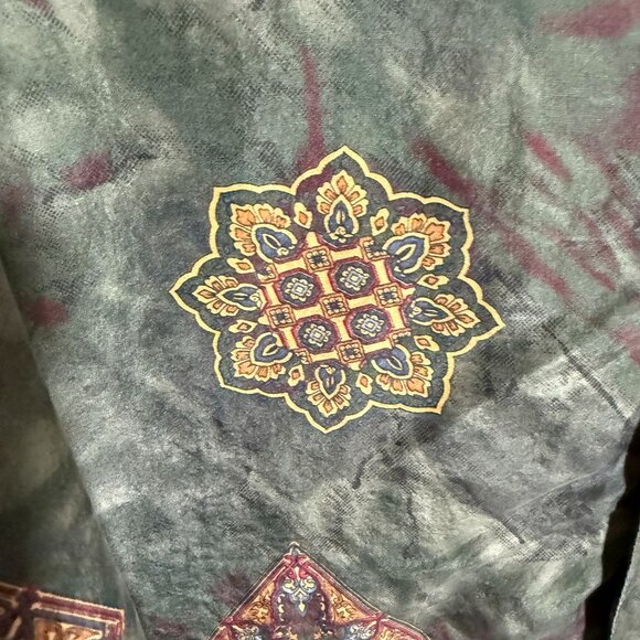 Vintage Structure 100% Silk Abstract Festival Button Down Shirt Men's Large - Picture 3 of 7